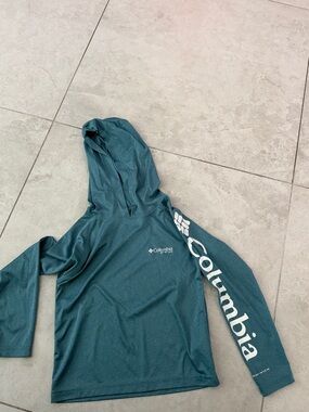 Columbia Teal Green Hooded Long-Sleeve Shirt